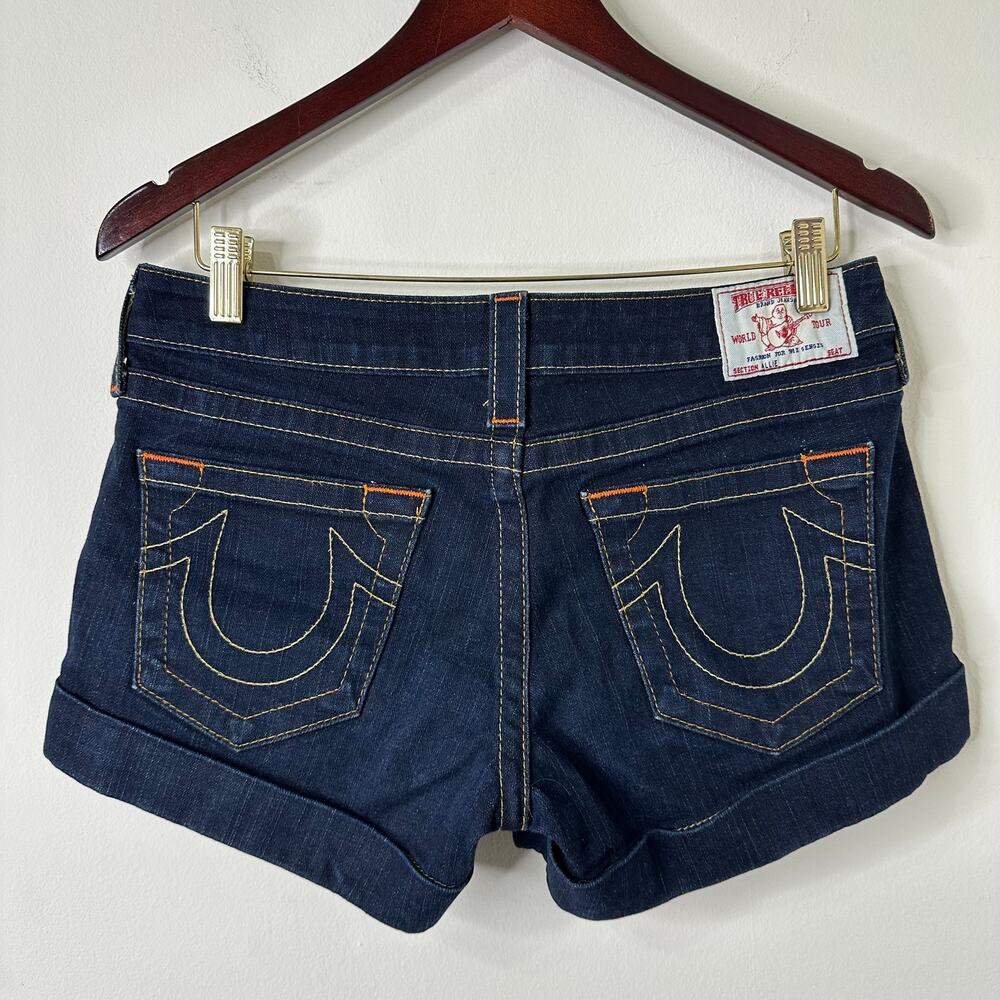 29 True Religion Allie Cuffed Denim Shorts Low Rise Y2K US Made Elena Gilbert - Picture 7 of 8